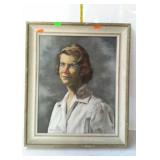 Framed canvas portrait, signed - 20.5 x 24.5