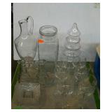 Glassware - cruets, etched stemware, Christmas