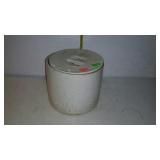 White stoneware crock, cracked with incorrect lid