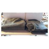 Two grey US Navy wool blankets - small hole in