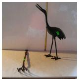 Metal lot - iron fork, and 20" tall bird statue
