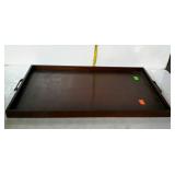 Wooden serving tray with metal handles - 25 x
