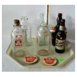 Bottles & coasters lot - Clover Leaf & Whole