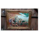 Painting on canvas, Renaissance ladies scene, in