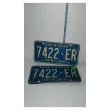 Maryland license plate 4-30-69-  7422 ER