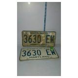 Maryland license plate 4-30-70- 3630 EW