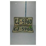 Maryland license plate 3-31-68 CJ-5960