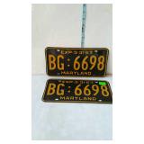 Maryland license plate, 3-31-67 BG 6698