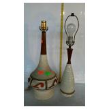 Two table lamps, no shades, one missing bracket