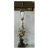 Table lamp with metal floral design, no shade -