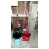 Group lot - four buckets, chin-up bar, two mops,