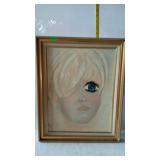 Portrait on board, framed - 17 x 21