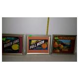 Wall décor - fruit labels, framed - 11 x 9, one