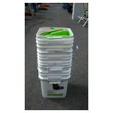 Stack of 6 cat littler buckets with lids
