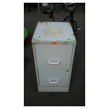 Metal two drawer filing cabinet, measures 15