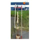 Tool lot, includes square shovel, pitch fork and