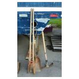 Tool lot, includes post hole diggers, scoop
