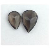Two smoky Quartz teardrop gemstones