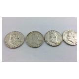 Four 1962 Franklin halves