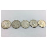 Five 1964 Washington quarters