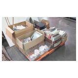 Skid lot - books, basket, ceiling fan, Qhristmas
