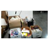 Skid lot - painting supplies, books, photo box,