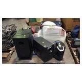 Skid lot - speakers, totes-no lids, Keurig machine