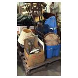Skid lot - throw pillows, framed prints, planters,