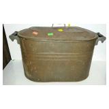Tin wash boiler with lid - bottom seam coming