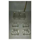 Glass cigarette box and ashtray set