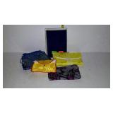 Four cosmetic bags and one necklace case