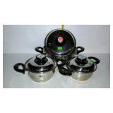 Pot set - three "Truly Magic" pots with lids