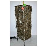 Accent lamp, metal and twig framed with leopard
