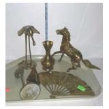 Brass figurines, sailboat, elephant, horse etc