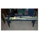 Small painted decor bench country scene 32x8x13