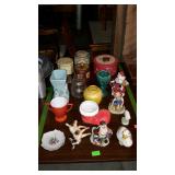 Group lot with figurines and cookie tins