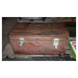 Wooden tool box with some tools