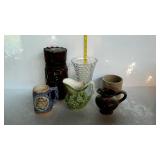 Group - 4" crock with US seal, Fostoria 8" Vase,