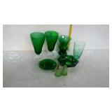 Glass - pair of green depression shakers, missing