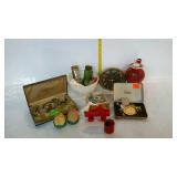 Group lot - coffee jar, shakers, costume jewelry,