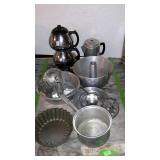Kitchen ware - cake tins, coffee pots, saucer