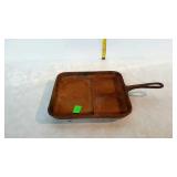 Cast iron divided square skillet - 9", rusty