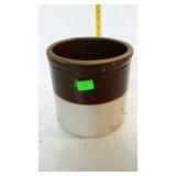 One gallon brown over white crock