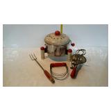 Red handle kitchenware - meat fork, pastry