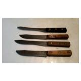 Four butcher / kitchen knives