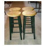 Set of four counter stools, green & natural with