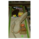 Group lot with tool belt and sanding belts, discs