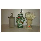 Three decor pieces two vases and a urn planter