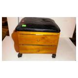 Small storage cabinet with two drawers and padded