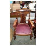 Queen Anne parlor arm chair "T" back design